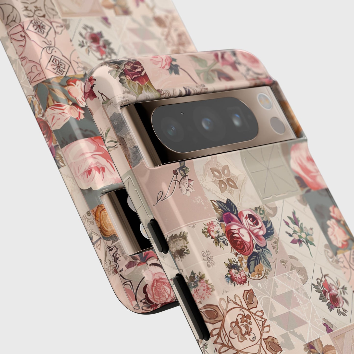 Pink Floral Quilt Patchwork Design Phone Case for Google Pixel