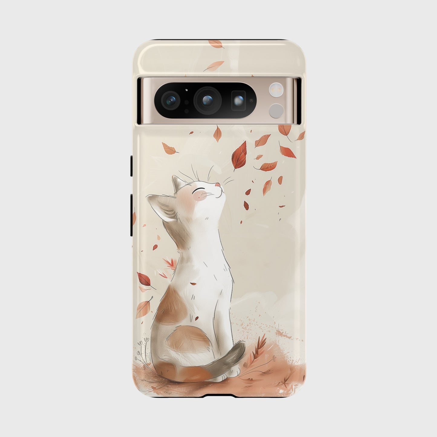 Happy Autumn Cat Hand Drawing Design Google Pixel Phone Case