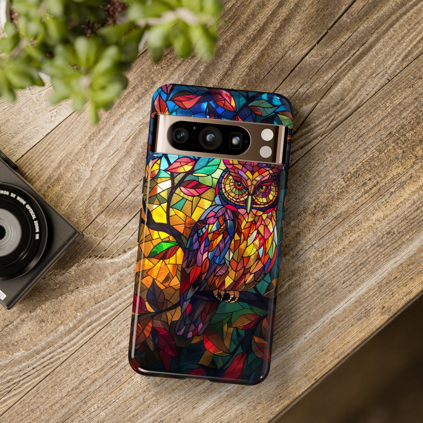 Colourful Owl Stained Glass Design Google Pixel Phone Case