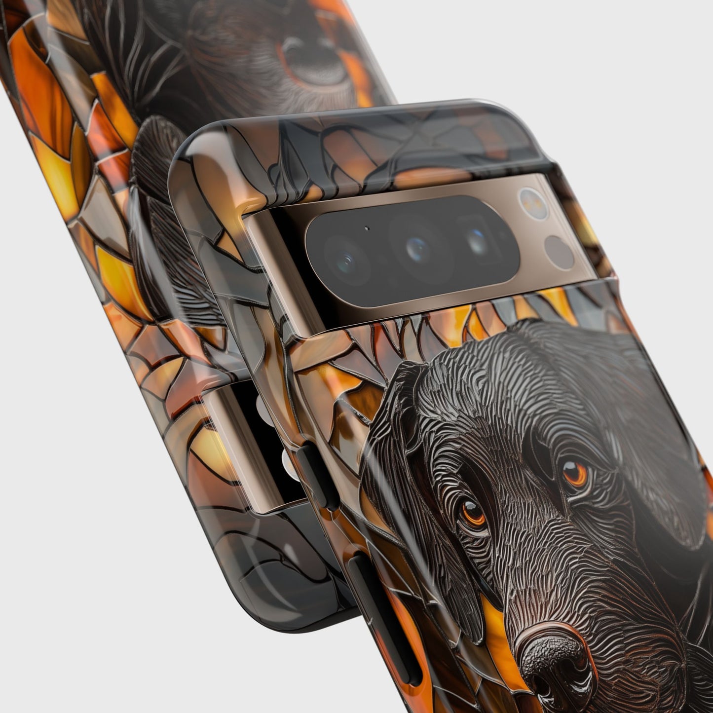 Black Labrador Stained Glass Design Google Pixel Phone Case