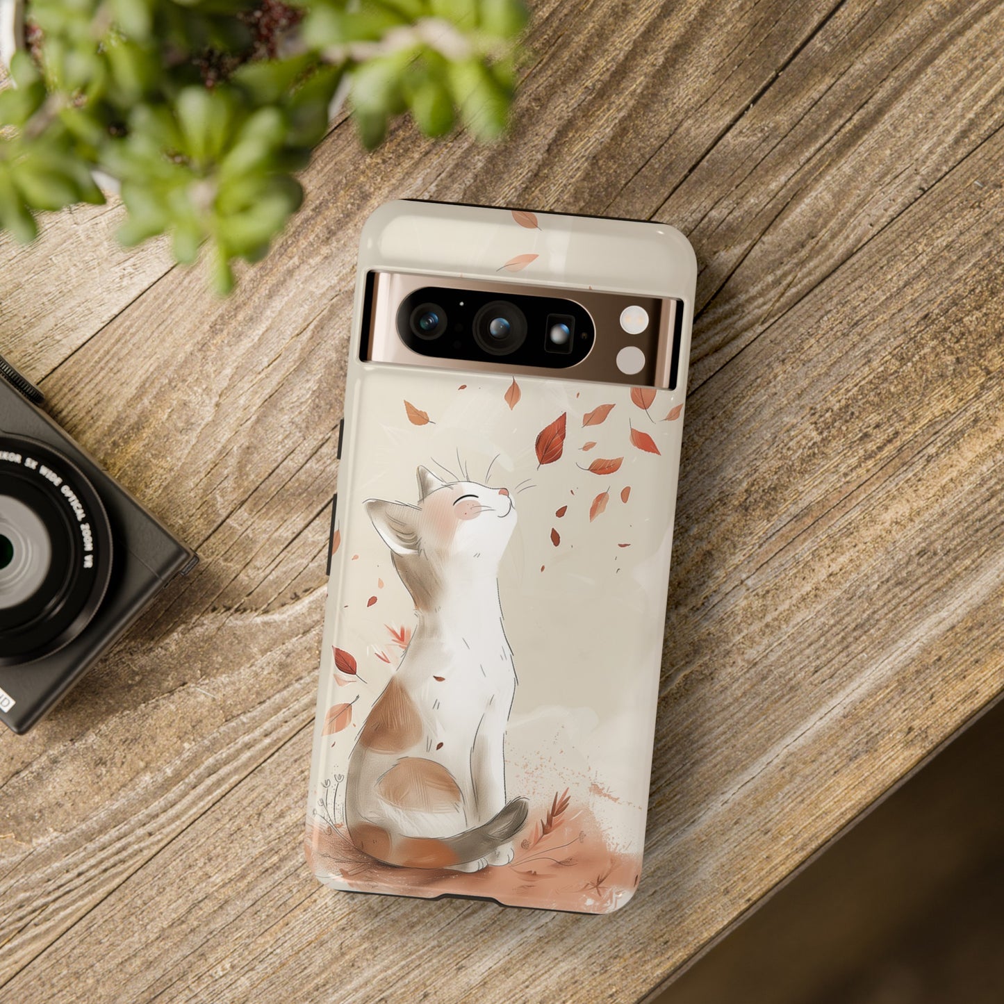 Happy Autumn Cat Hand Drawing Design Google Pixel Phone Case