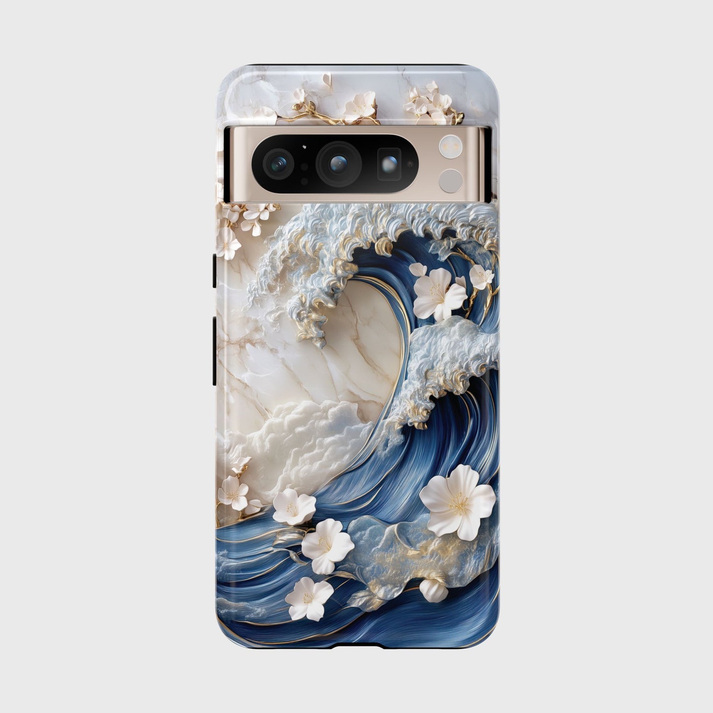 The Great Wave Floral Marble Theme Design 2 Phone Case for Google Pixel