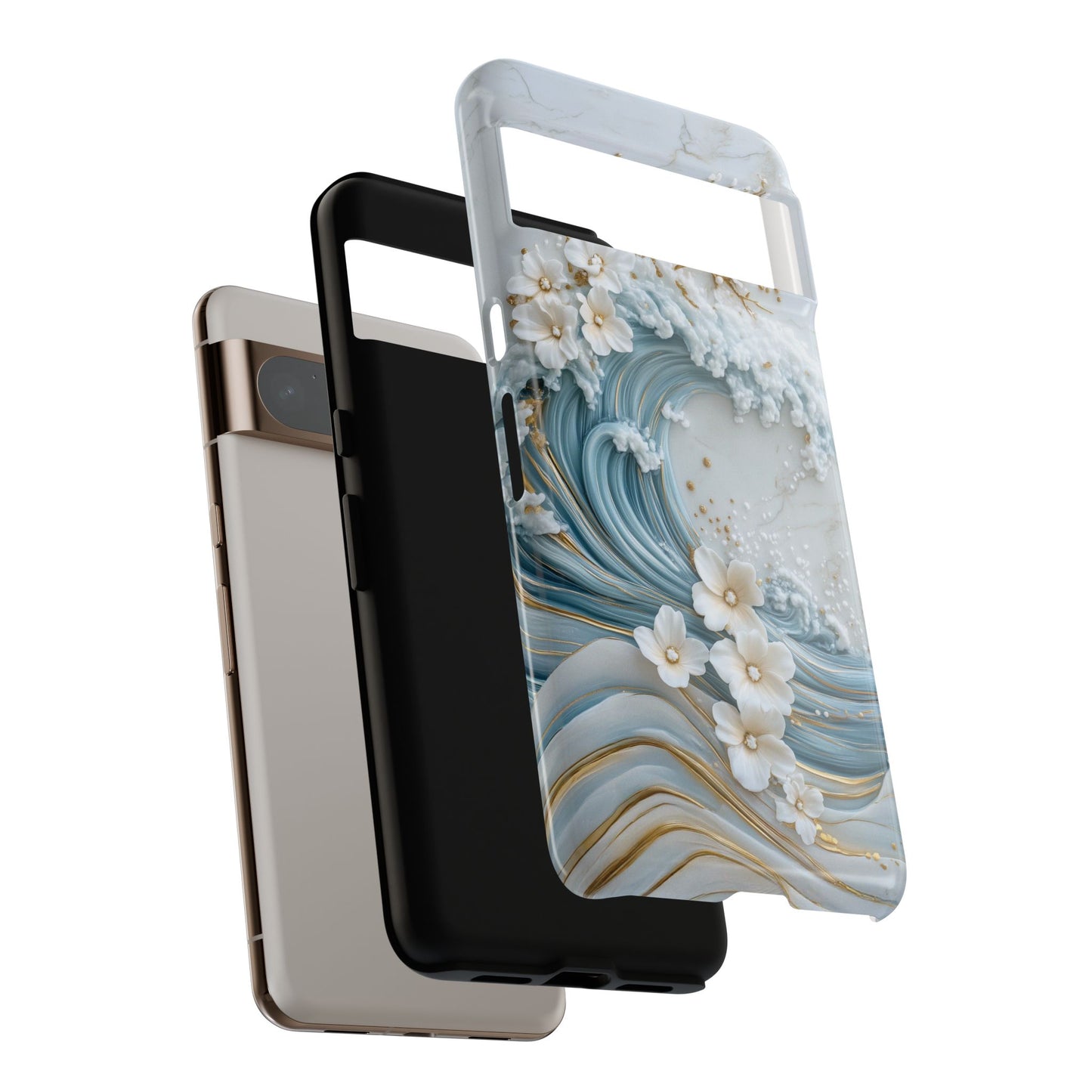 The Great Wave Floral Marble Theme Design 1 Phone Case for Google Pixel