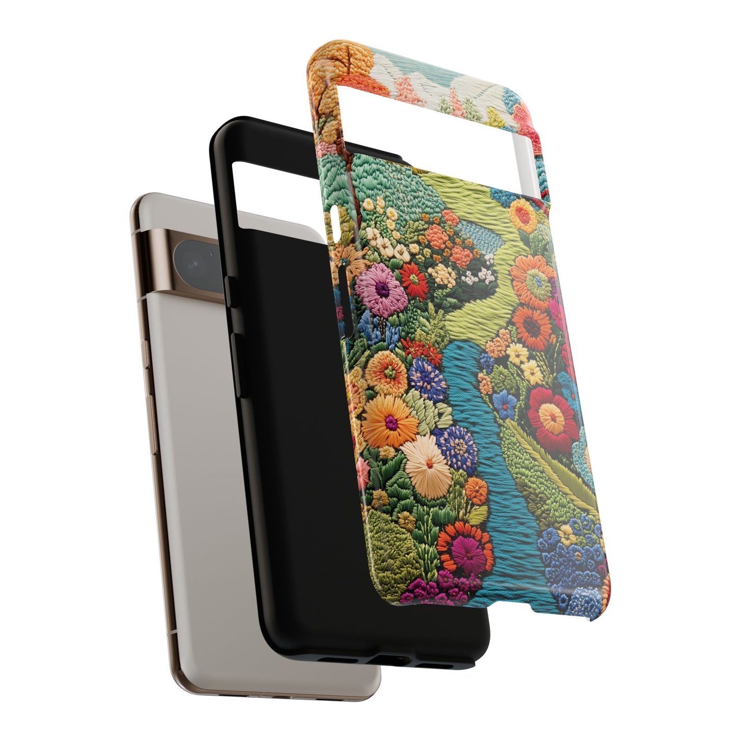 Colourful Garden Embroidery Art Design Phone Case for Google Pixel