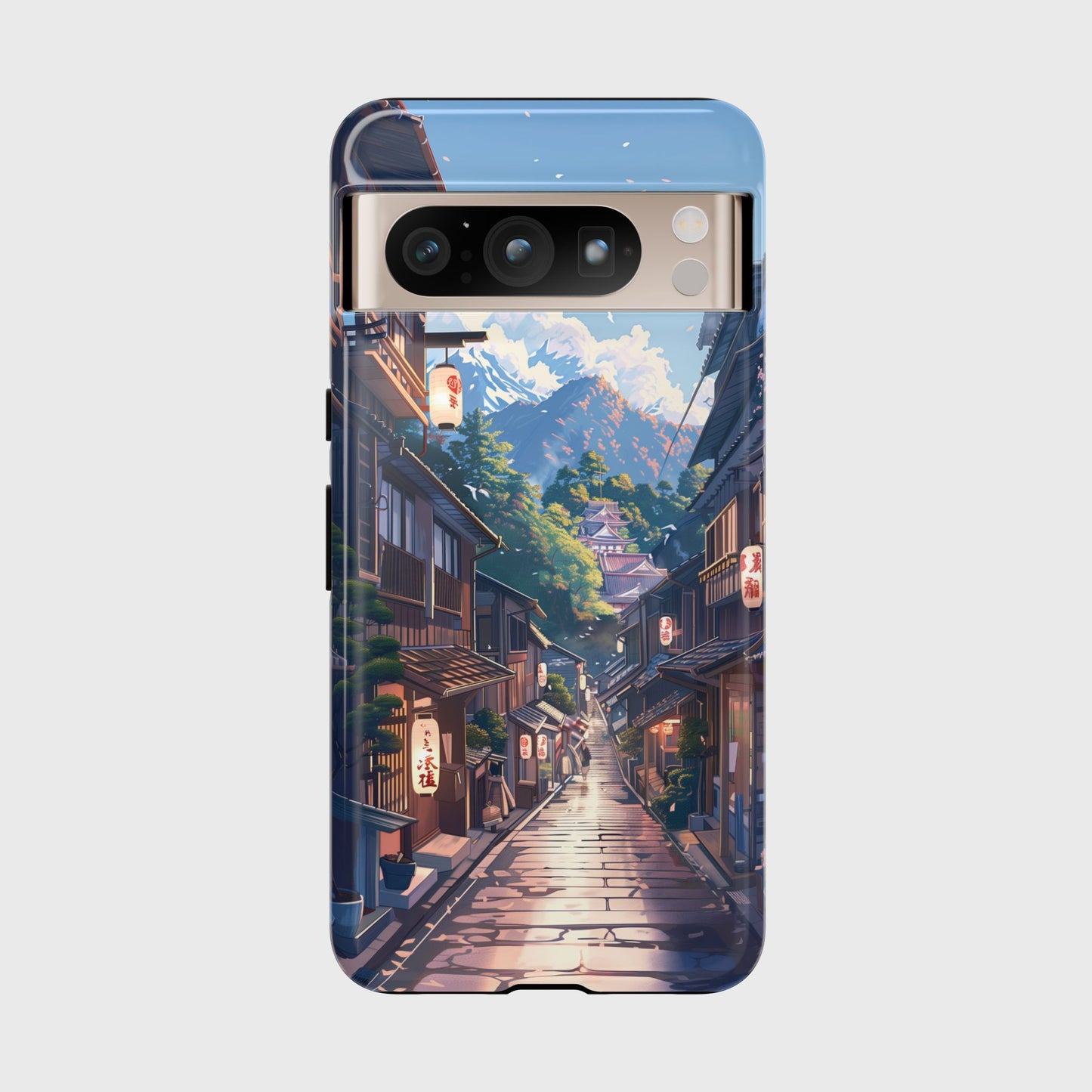 Anime Japanese Ancient Peaceful Village Design Phone Case for Google Pixel