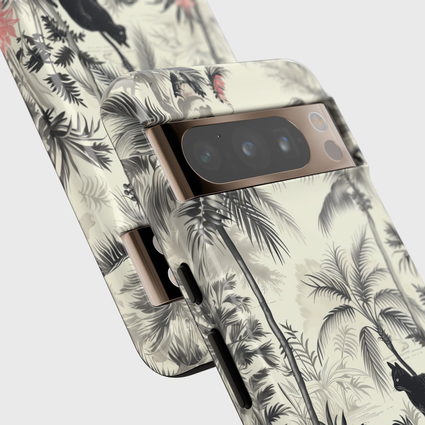 Toile de Jouy Tropical Cat Design Google Pixel Phone Case