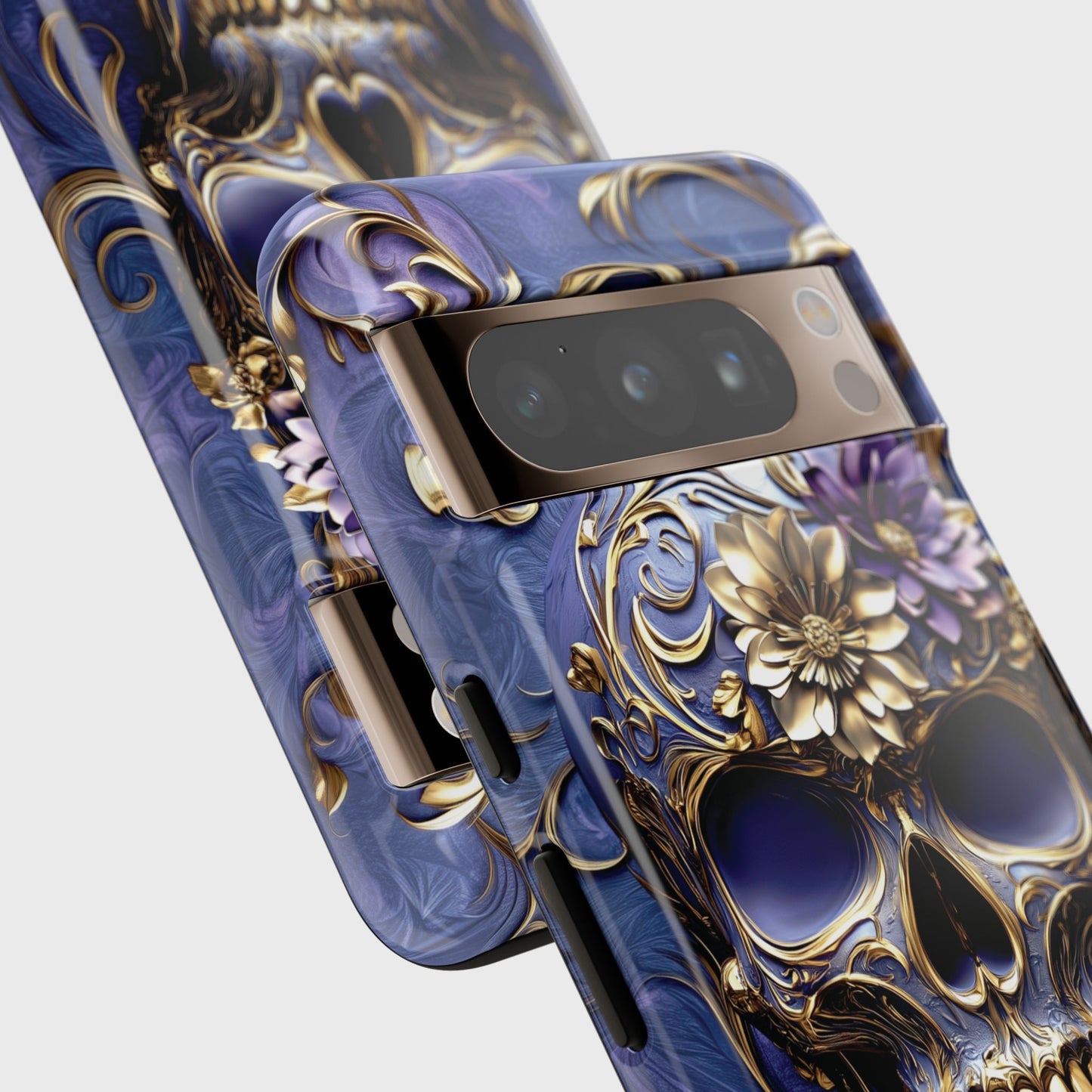 Gold Floral Skull Design Phone Case for Google Pixel