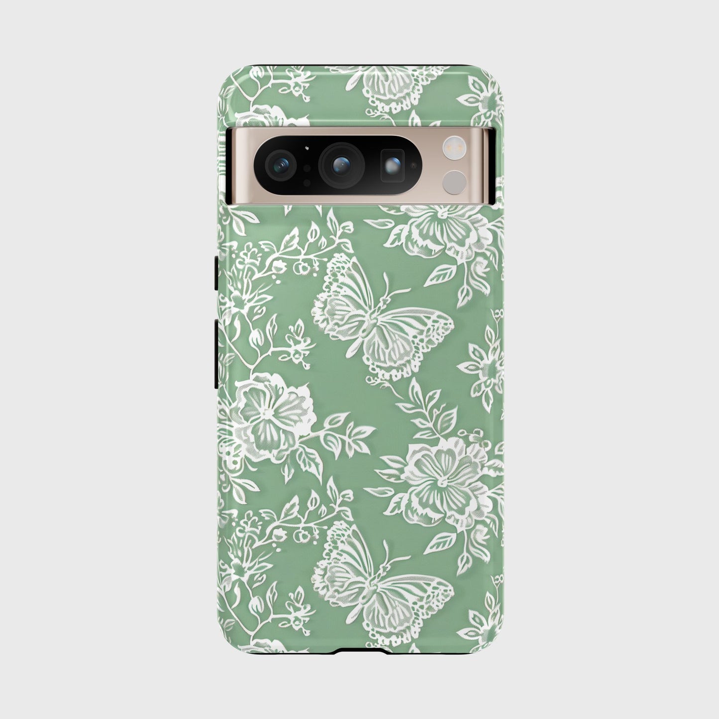 Retro Green Butterfly Lace Design Phone Case for Google Pixel