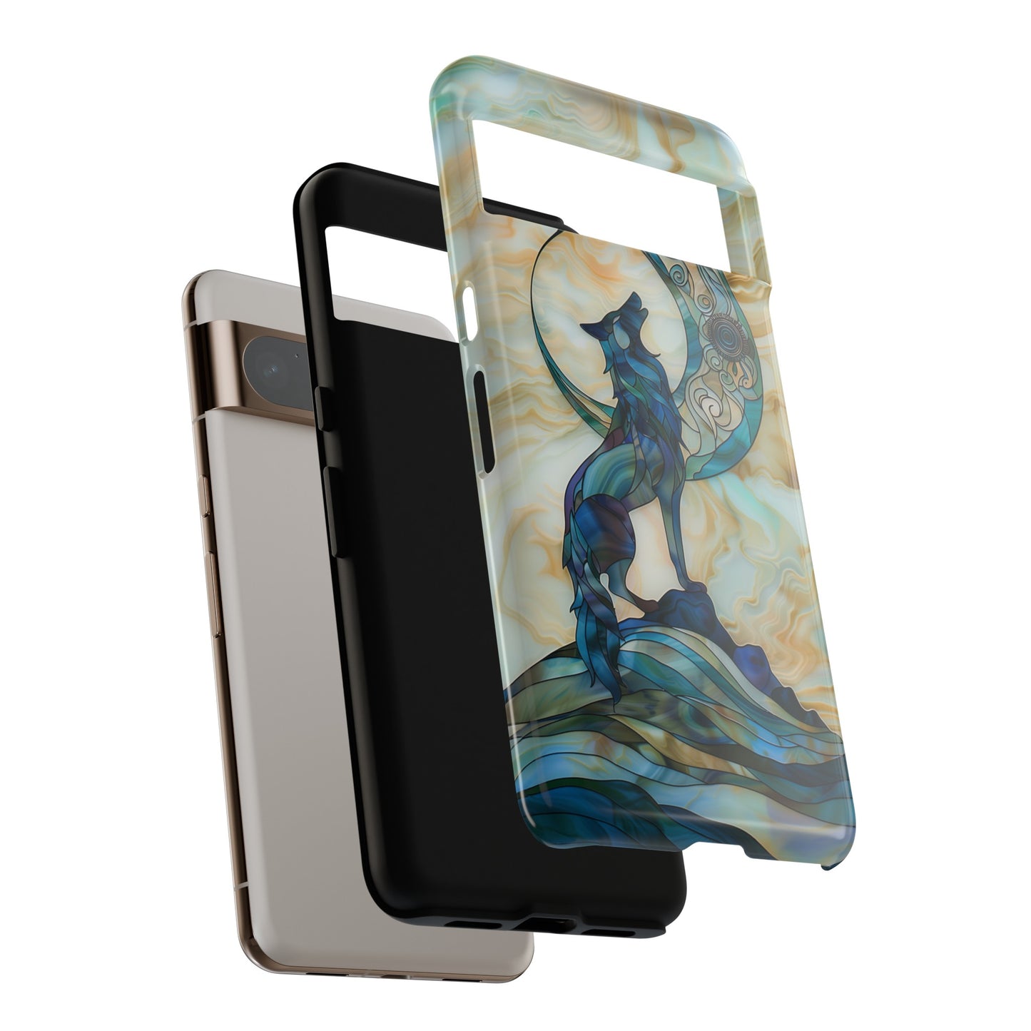 Howling Wolf Stained Glass Design Phone Case for Google Pixel