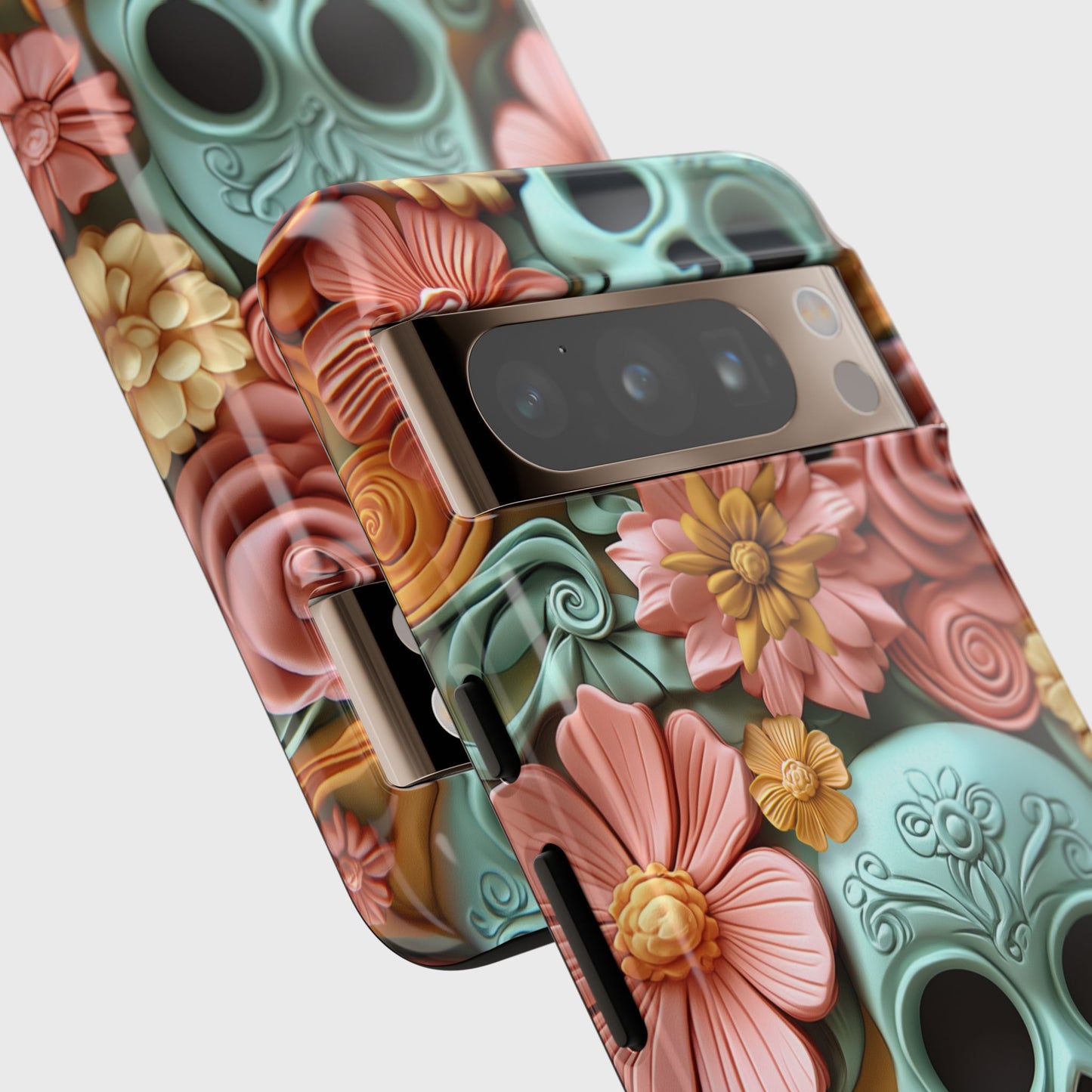 Cute Sugar Skull & Flowers Design Google Pixel Phone Case