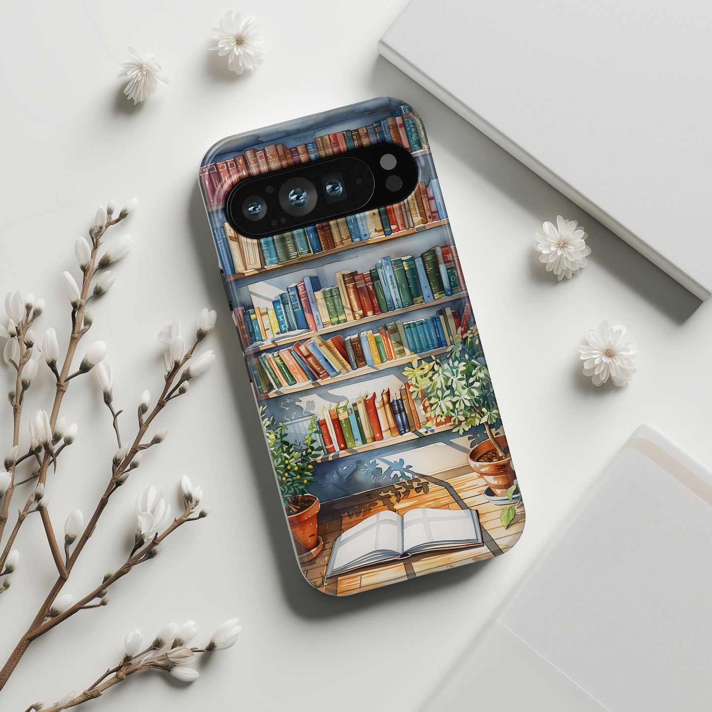 Artistic Watercolour Bookshelf Design Google Pixel Phone Case
