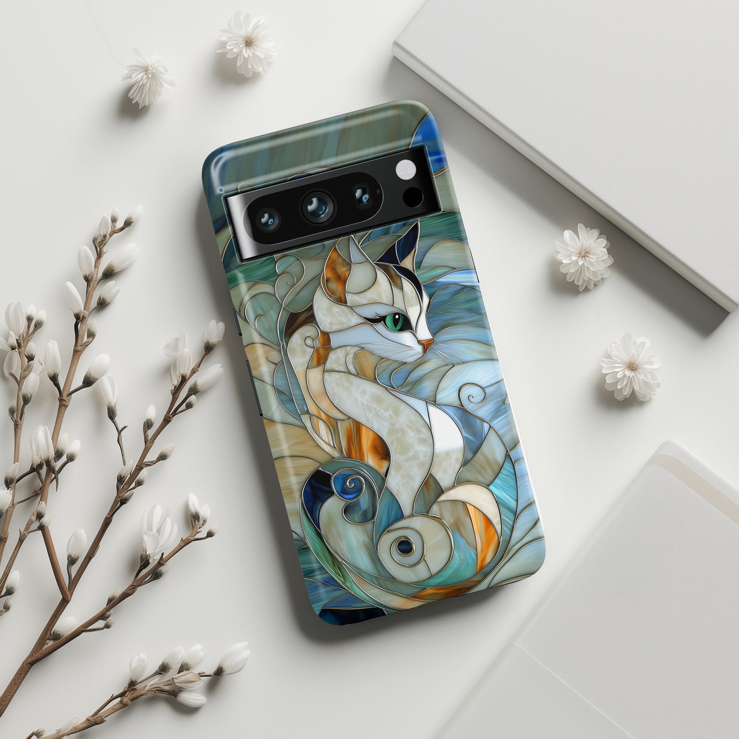 Cat Abstract Stained Glass Design Google Pixel Phone Case
