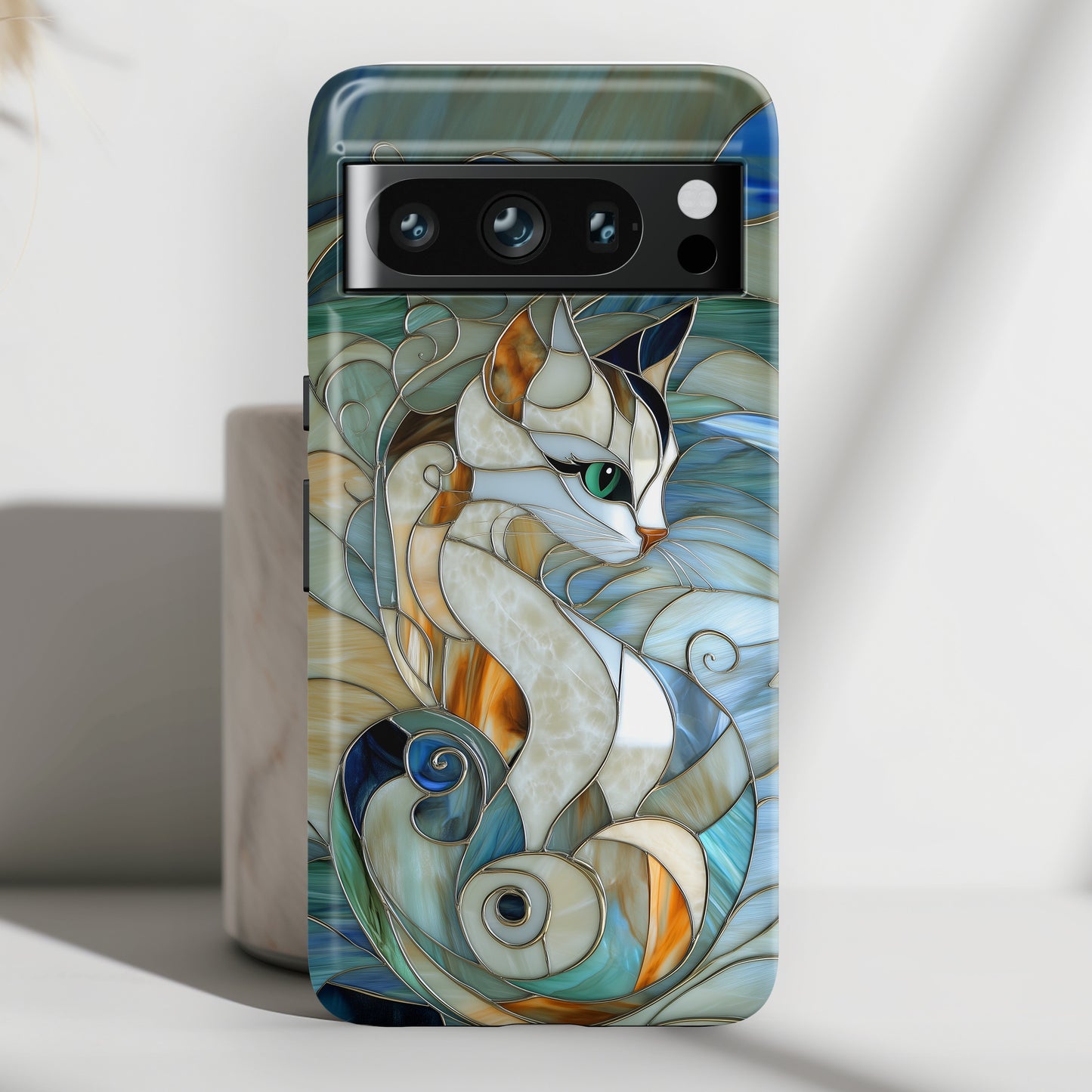 Cat Abstract Stained Glass Design Google Pixel Phone Case