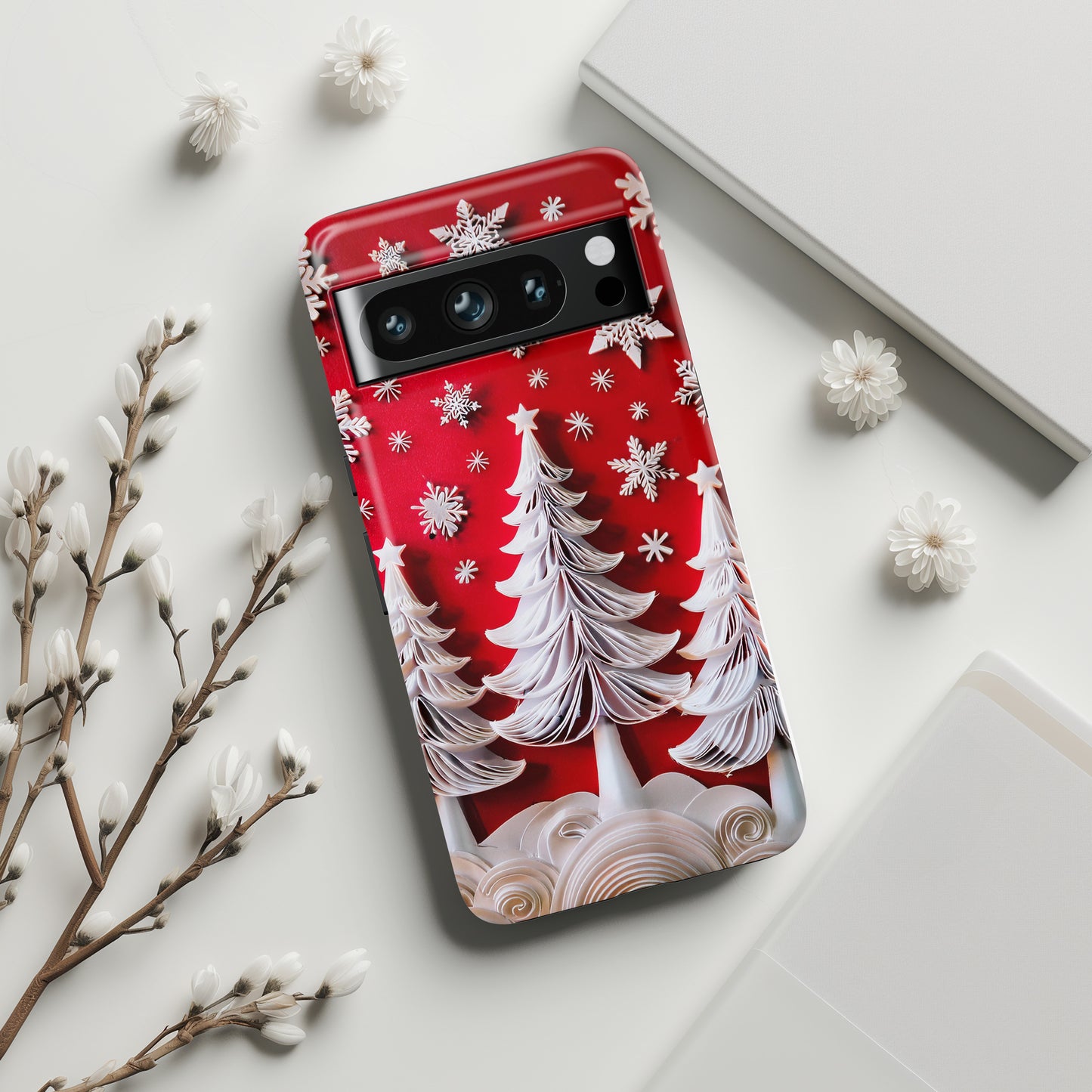 Christmas Tree Paper Quilling Art Design Google Pixel Phone Case