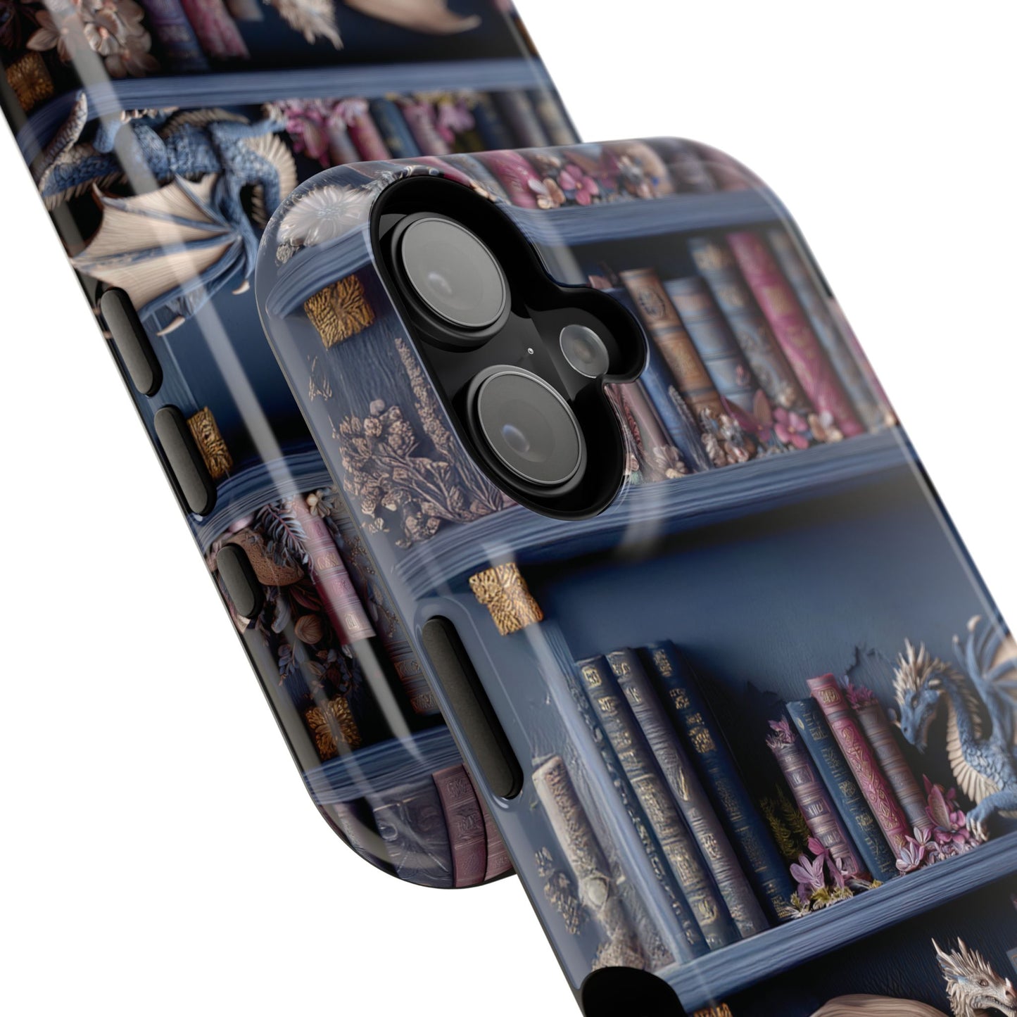 The Dragon's Keep – Fantasy Bookshelf Design iPhone Case