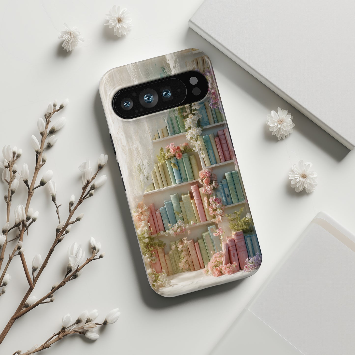Colorful Floral Bookcase Design Phone Case for Google Pixel