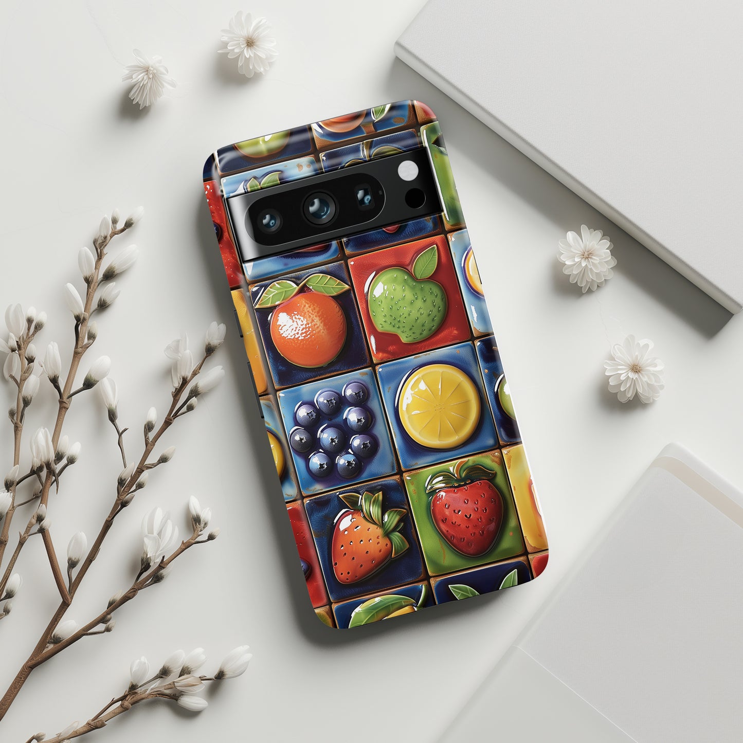 Colorful Fruit Tiles Design Google Pixel Phone Case