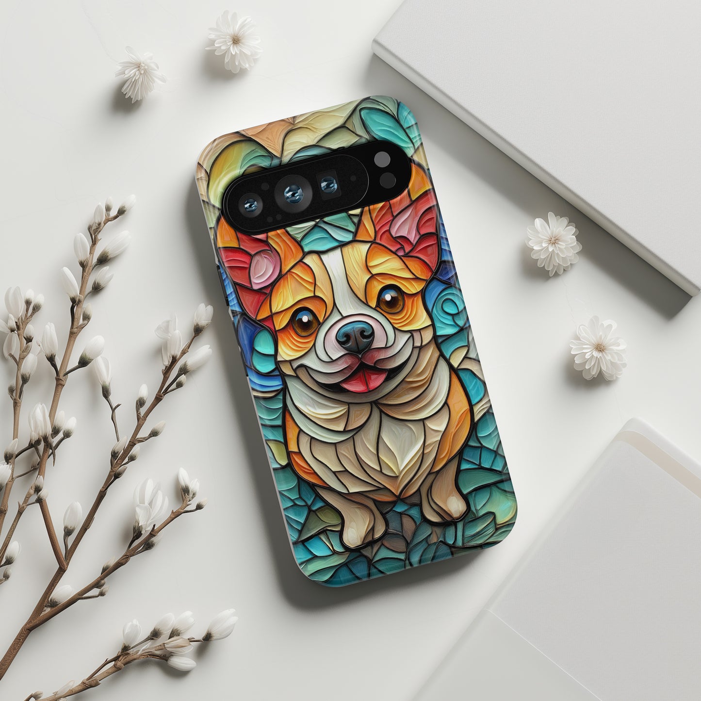 Colourful Corgi Stained Glass Design Phone Case for Google Pixel