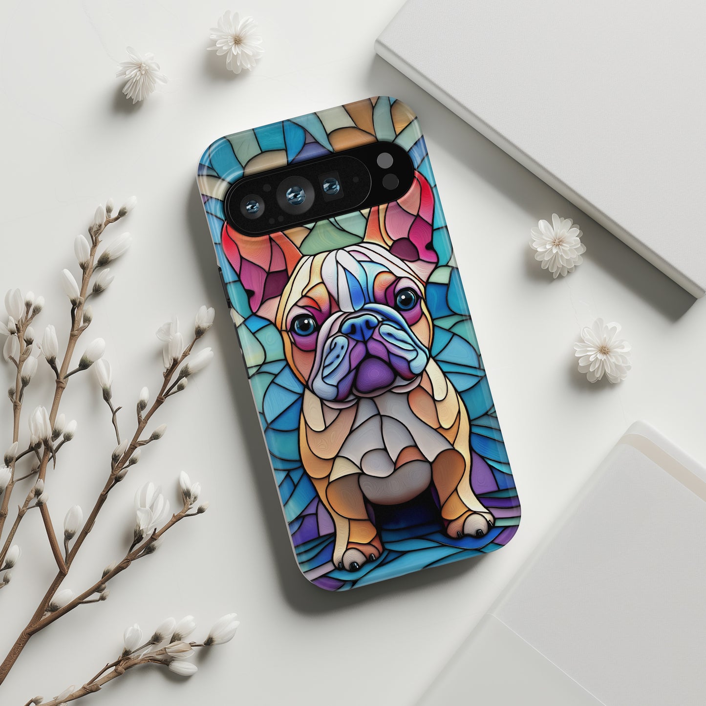 Colourful Frenchie Stained Glass Design Phone Case for Google Pixel