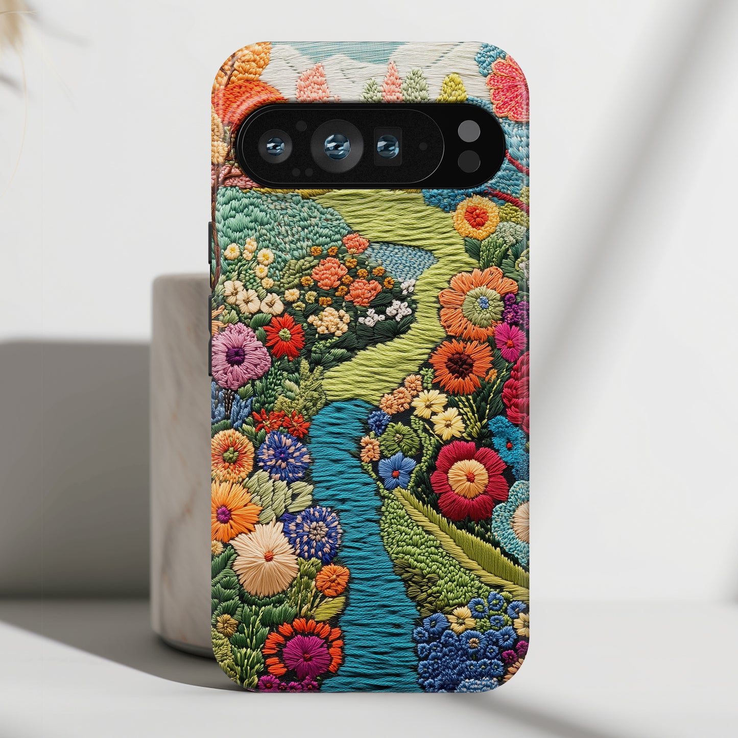 Colourful Garden Embroidery Art Design Phone Case for Google Pixel