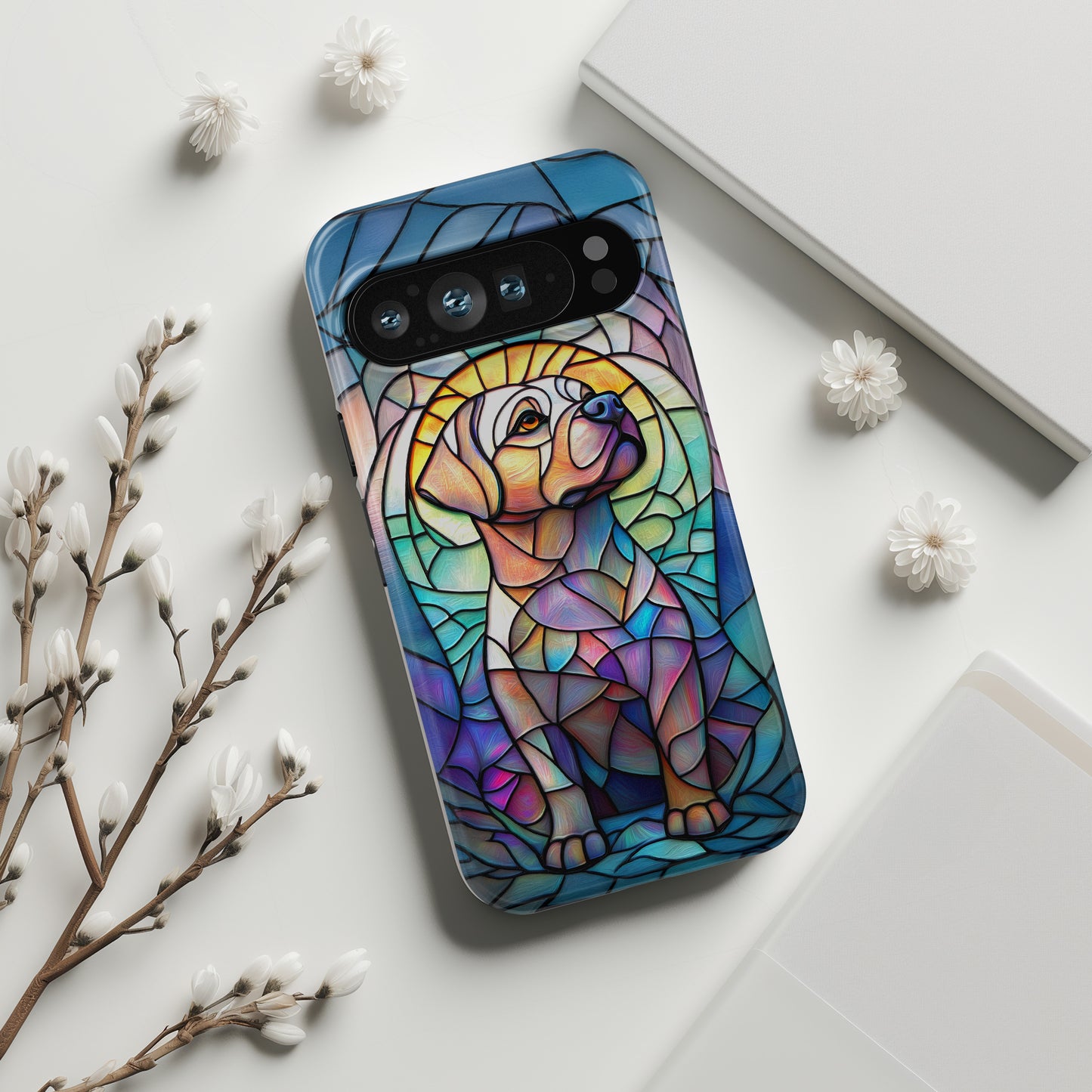 Colourful Labrador Stained Glass Design Phone Case for Google Pixel