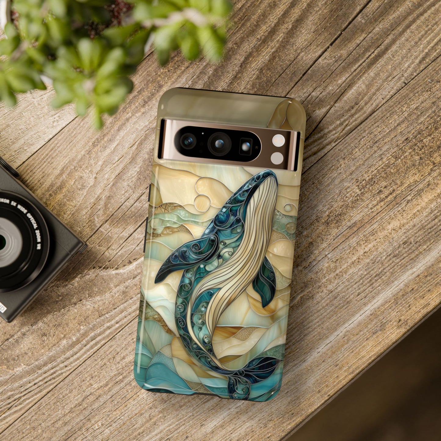 Blue Whale Stained Glass Design Print Google Pixel Phone Case