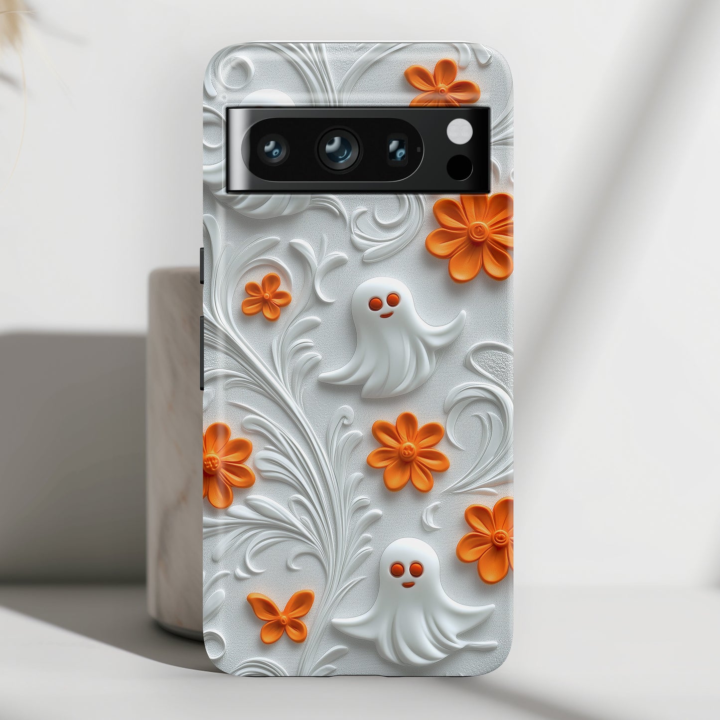 Cute Ghost & Floral Design Google Pixel Phone Case