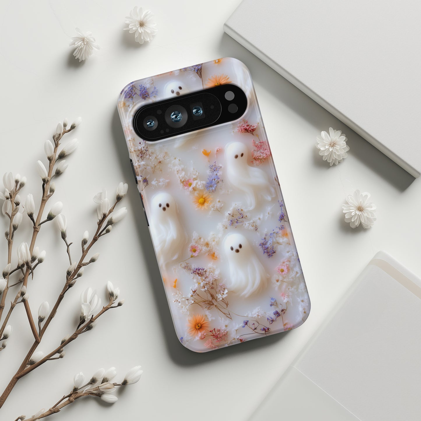 Cute Ghost Floral Design Phone Case for Google Pixel