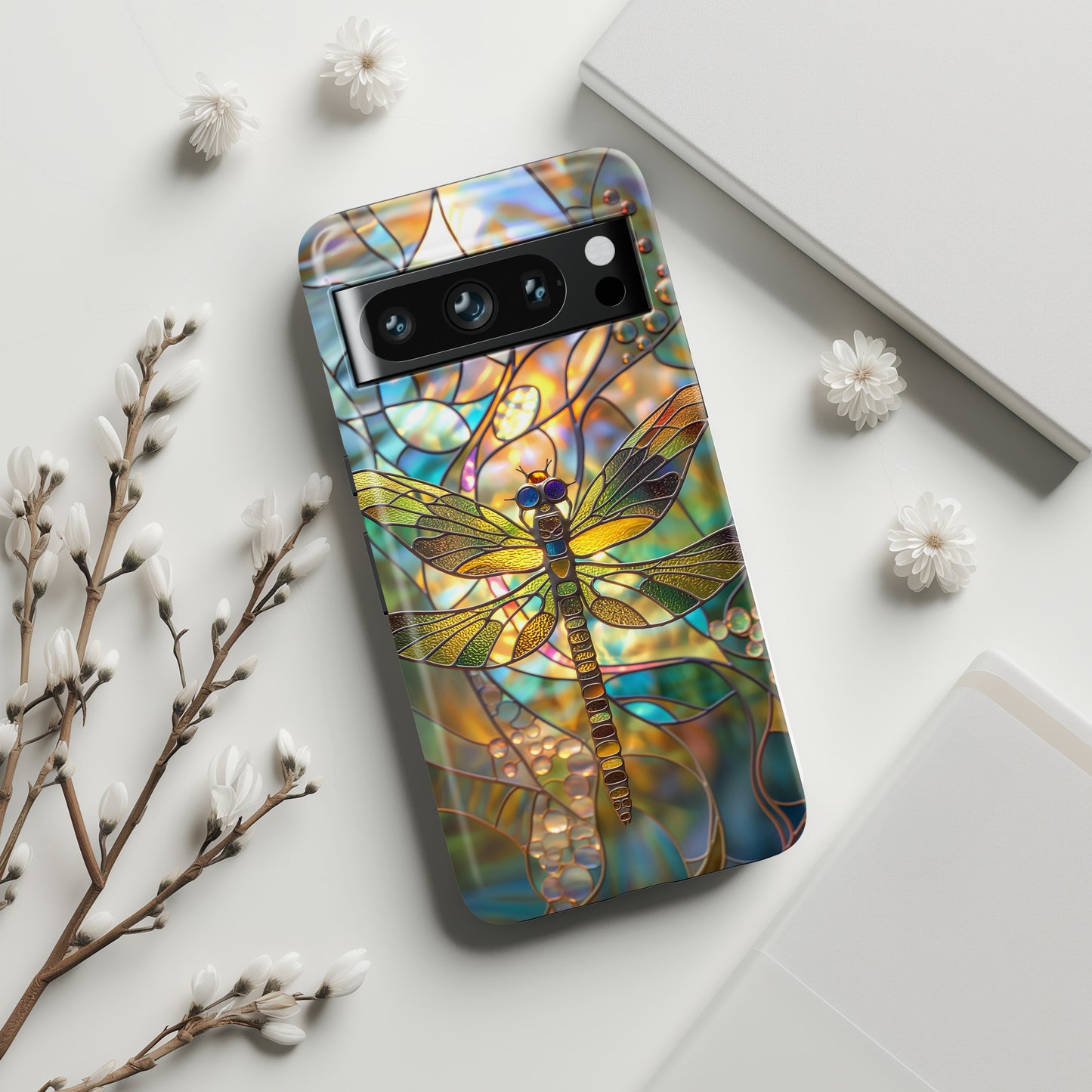 Dragonfly Stained Glass Mosaic Design Google Pixel Phone Case