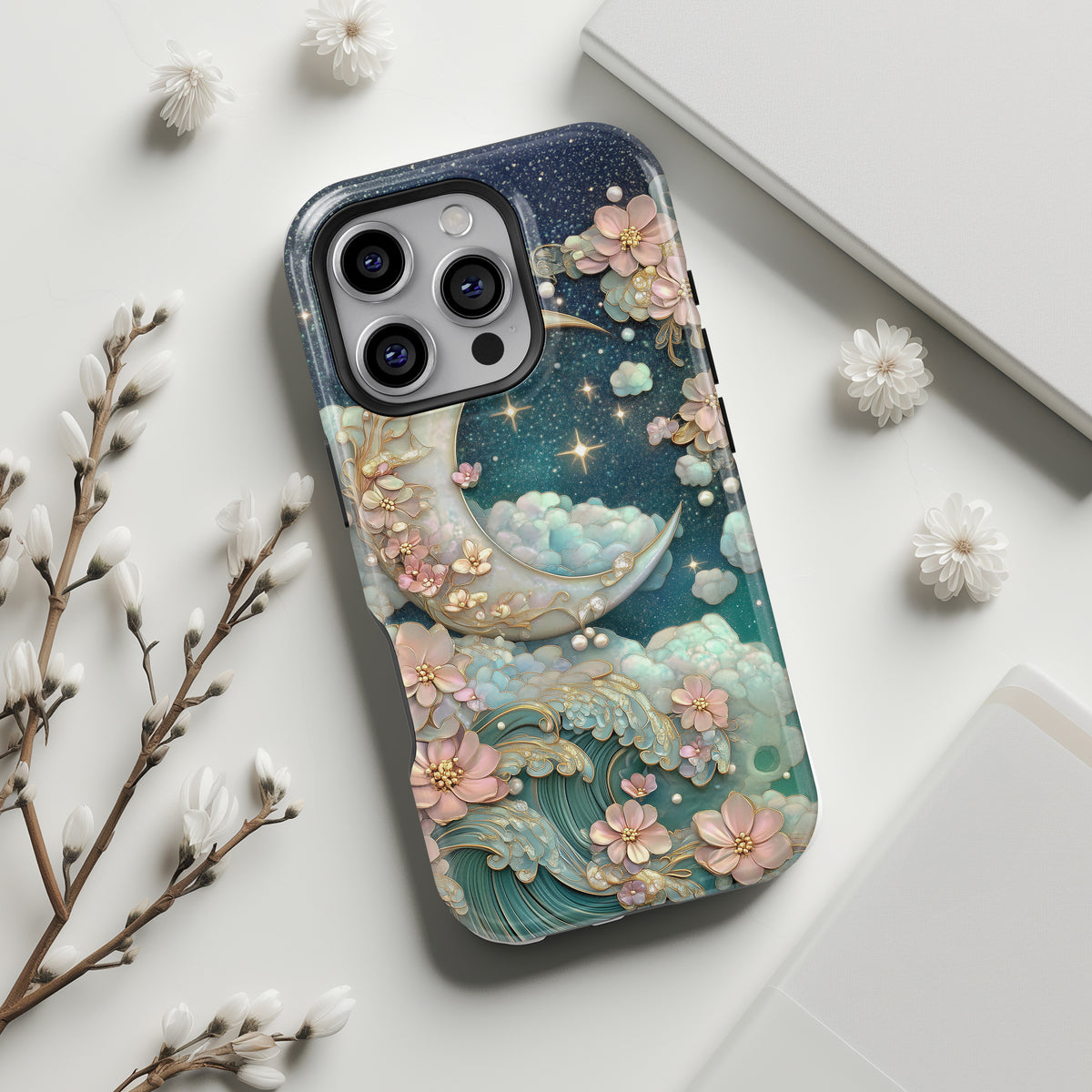 Dreamy Crescent Moon Design iPhone Case
