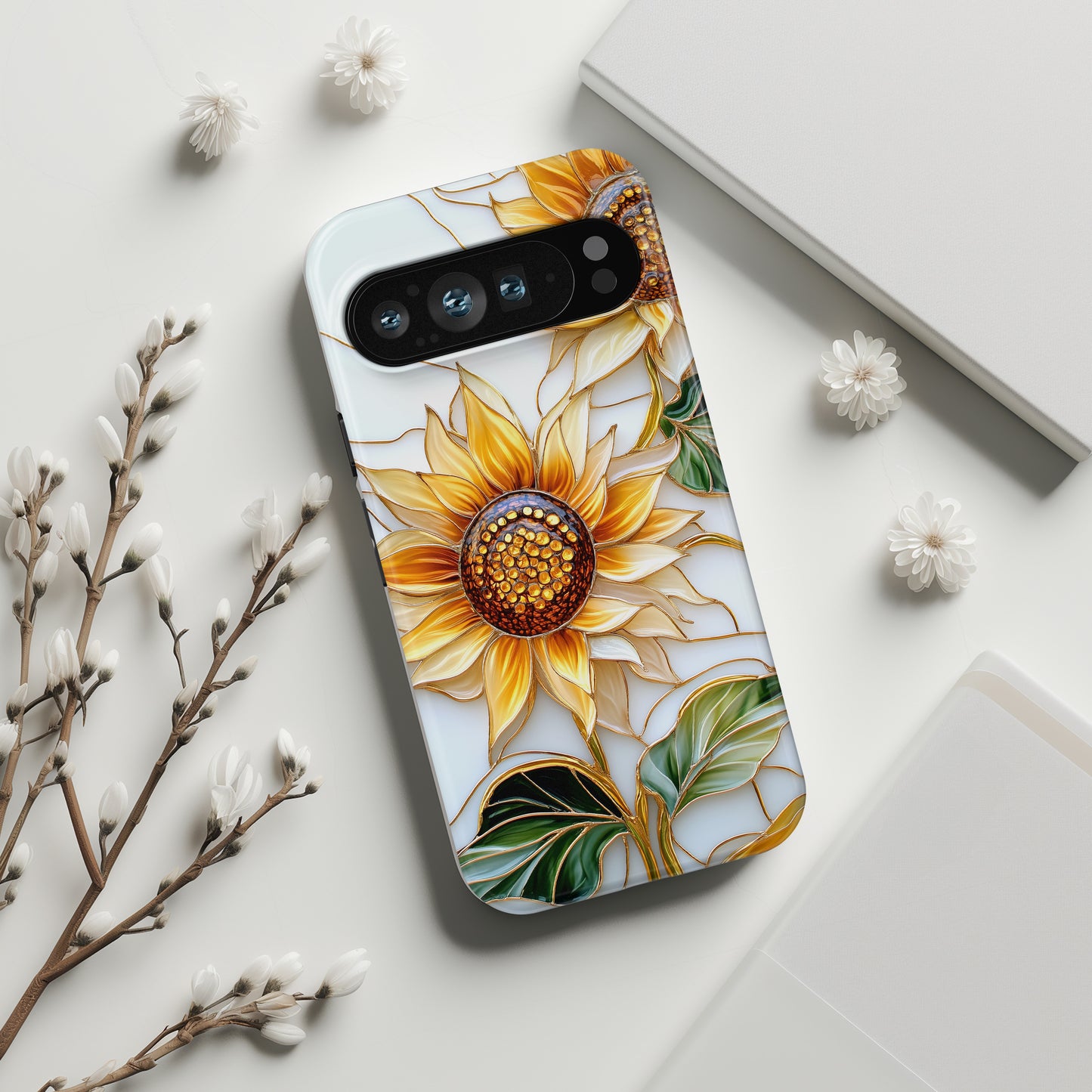 Elegant Sunflowers Stained Glass Design Phone Case for Google Pixel