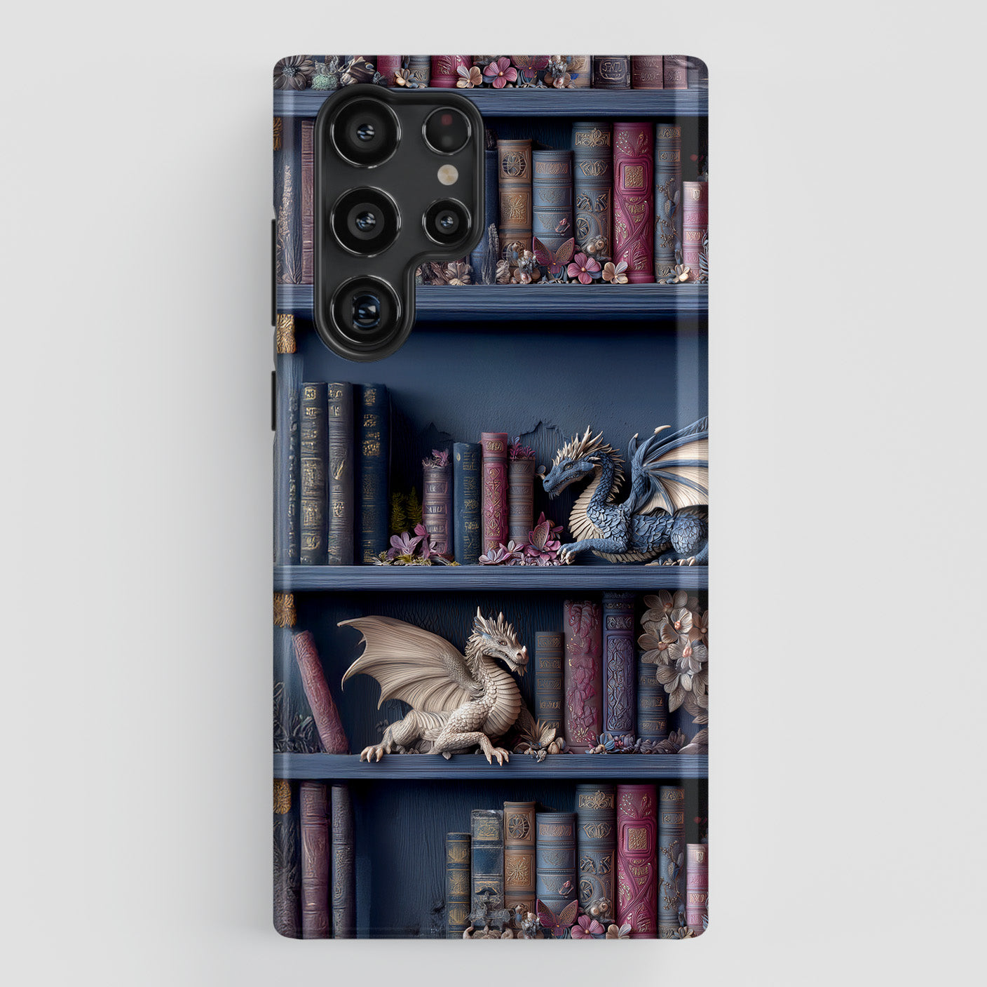 Fantasy Dragon Bookshelf Design Phone Case for Galaxy S series Phones