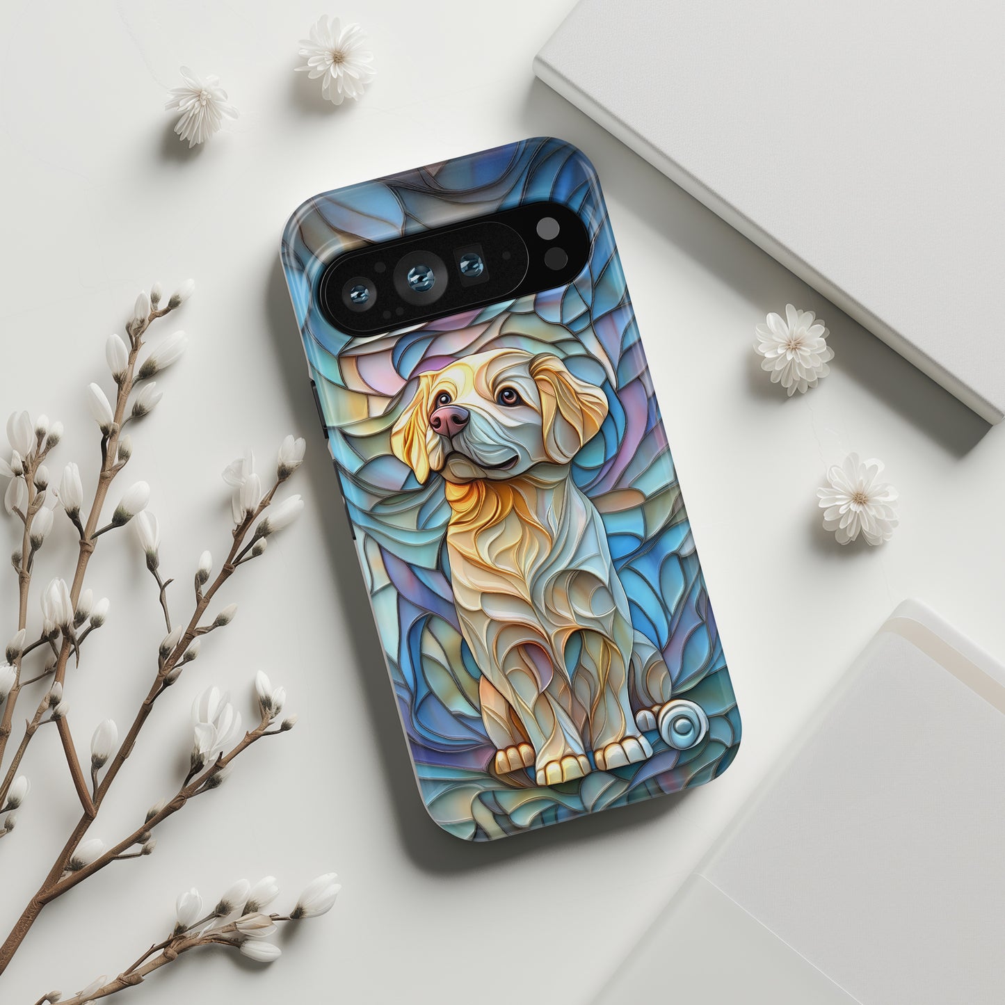 Golden Retriever Puppy Stained Glass Design Phone Case for Google Pixel