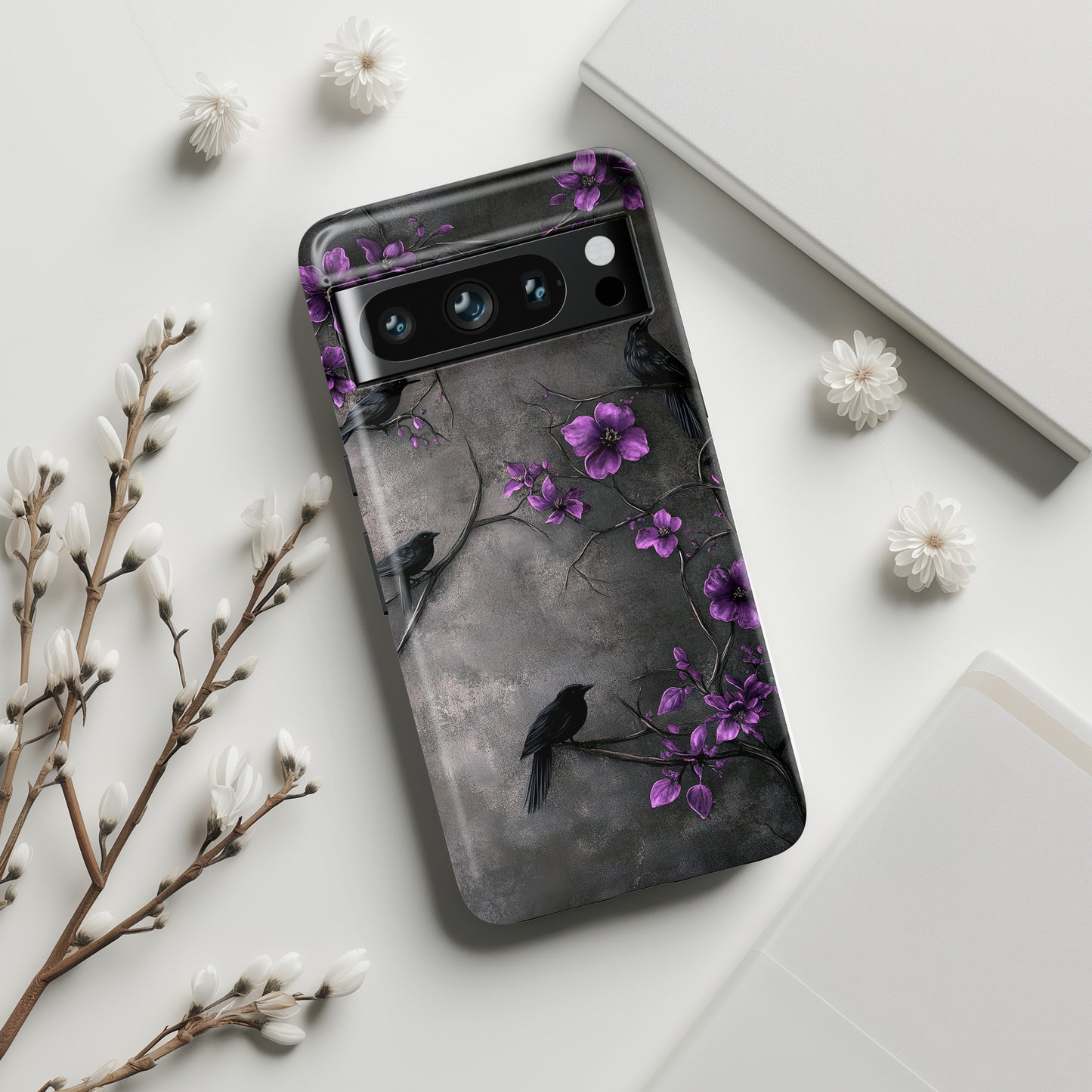 Gothic Purple Flower Tree Dark Fantasy Design Google Pixel Phone Case