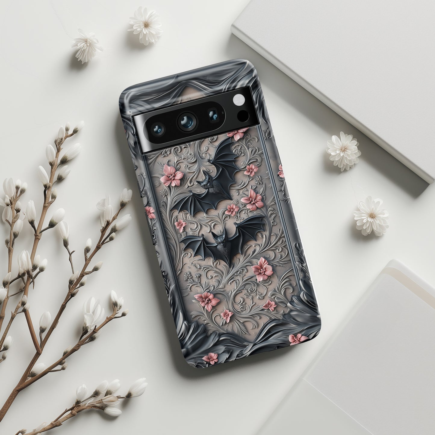 Gothic Victorian Style Bats Design Google Pixel Phone Case