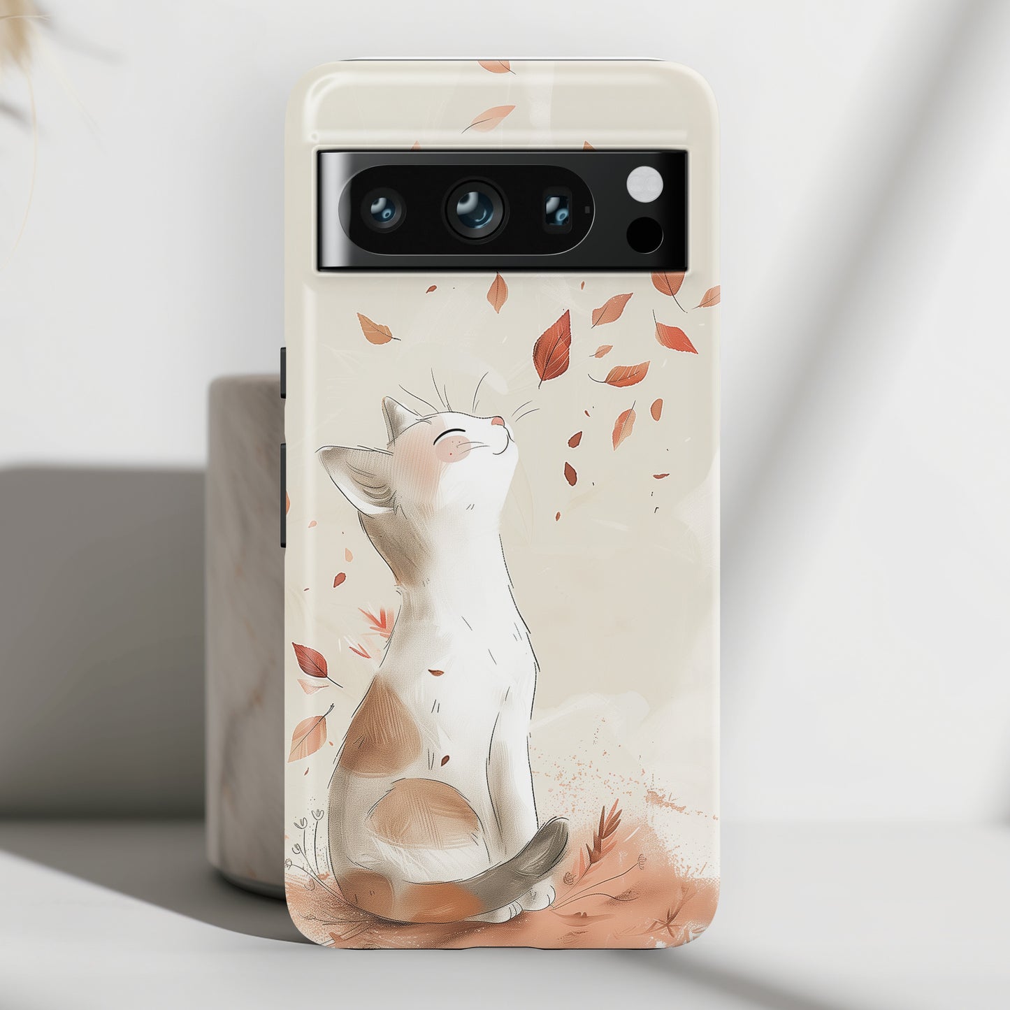 Happy Autumn Cat Hand Drawing Design Google Pixel Phone Case
