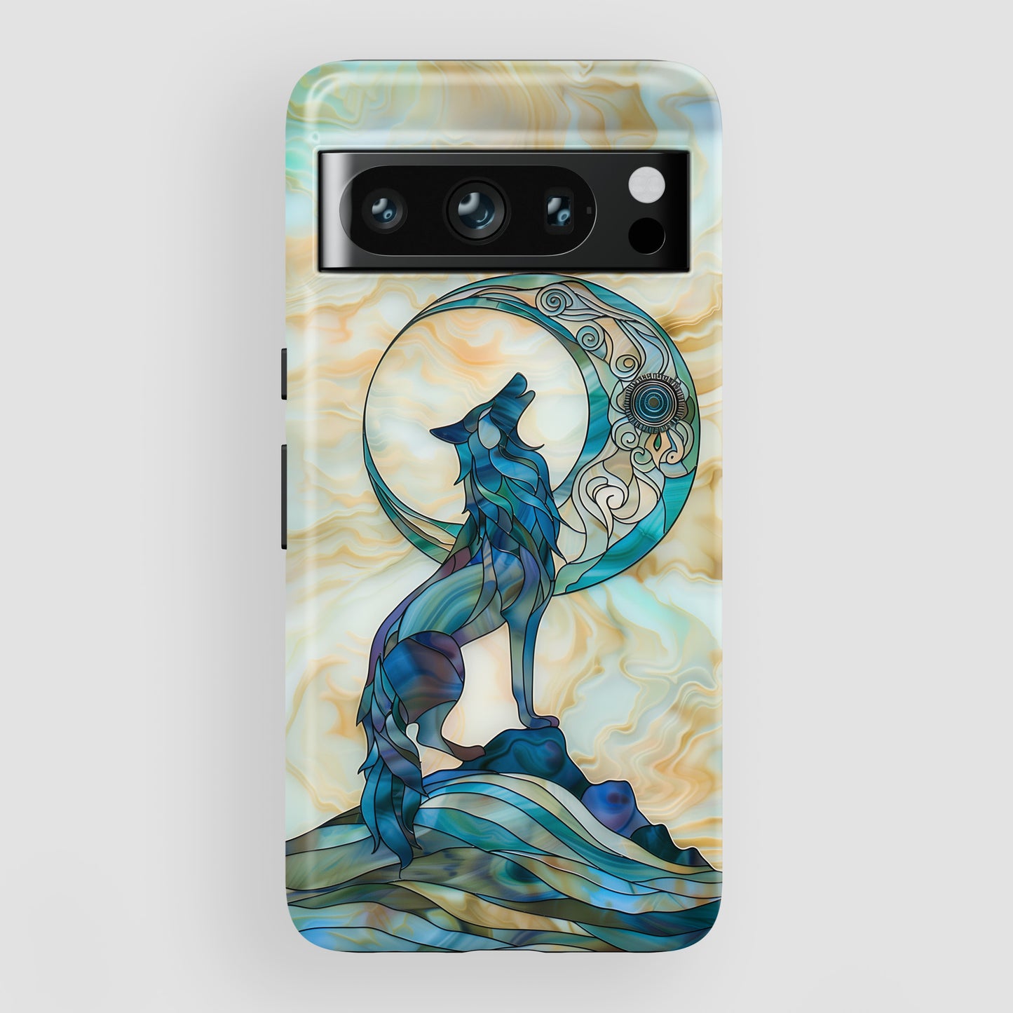 Howling Wolf Stained Glass Design Phone Case for Google Pixel
