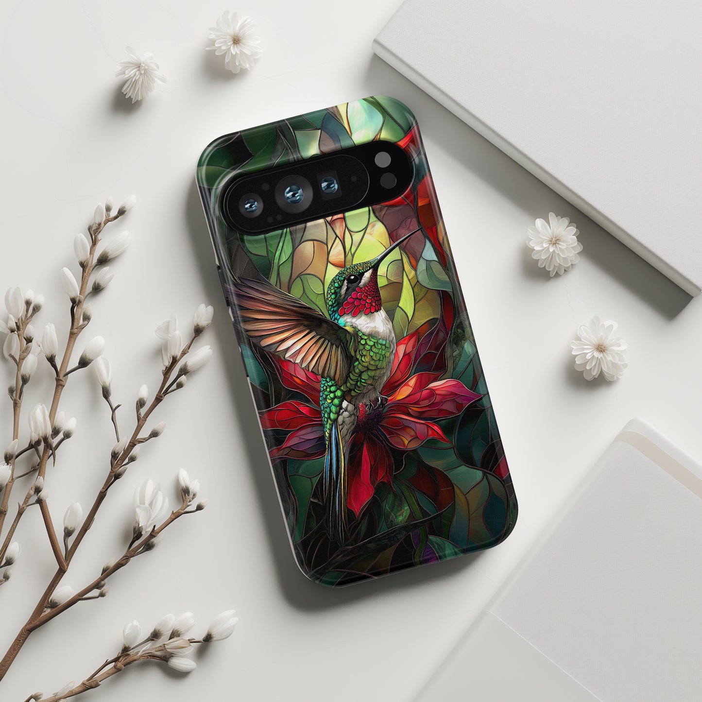 Hummingbird Stained Glass Illustration Google Pixel Phone Case