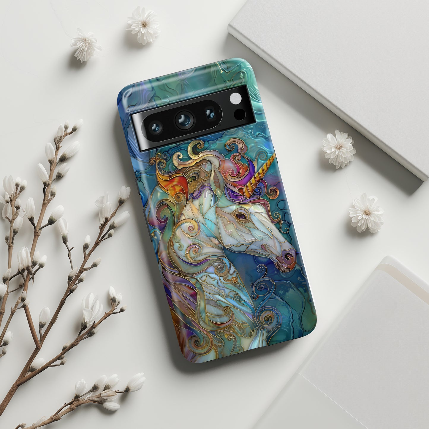 Magical Unicorn Stained Glass Stained Glass Design Google Pixel Phone Case
