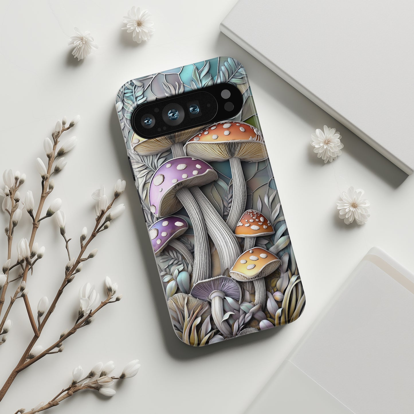 Mushroom Stained Glass Design Phone Case for Google Pixel