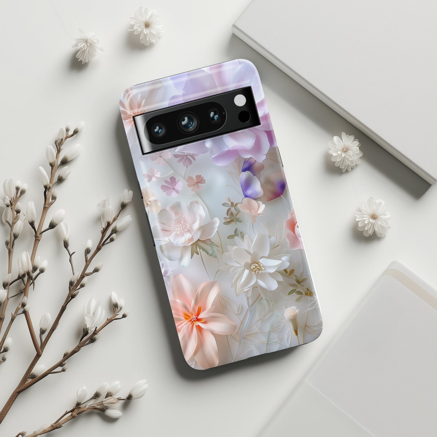 Pastel Paper Flower Art Design Google Pixel Phone Case