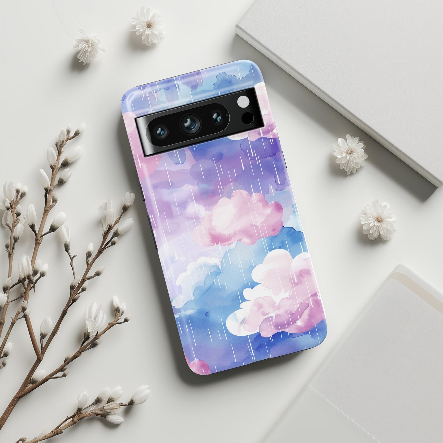 Watercolor Pastel Raining Cloud Design Google Pixel Phone Case