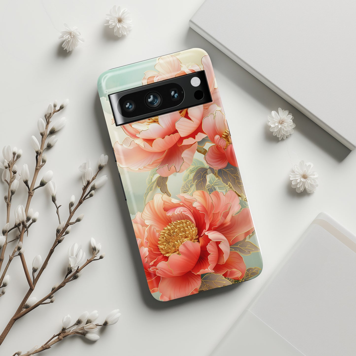 Peony Flowers Japanese Art Design Google Pixel Phone Case