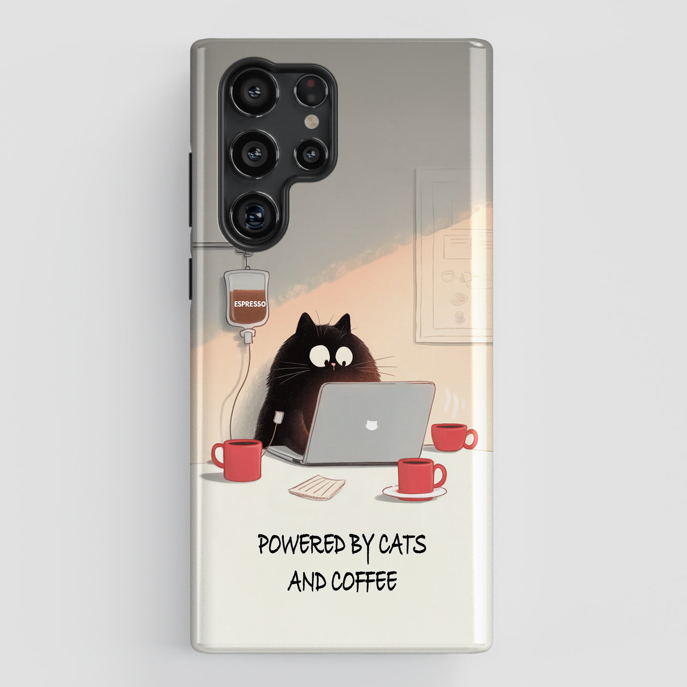 Powered by Cats and Coffee Design Phone Case for Galaxy S series Phones