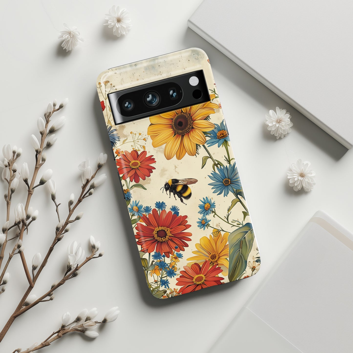 Retro Bumblebee Garden Design Google Pixel Phone Case