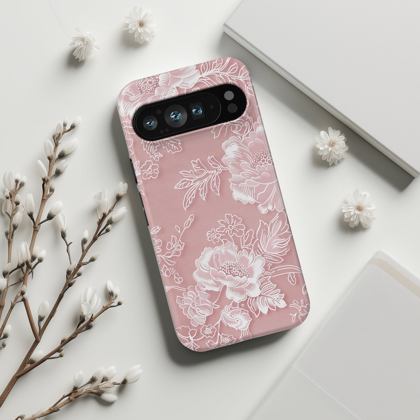 Retro Pink Floral Lace Design Phone Case for Google Pixel