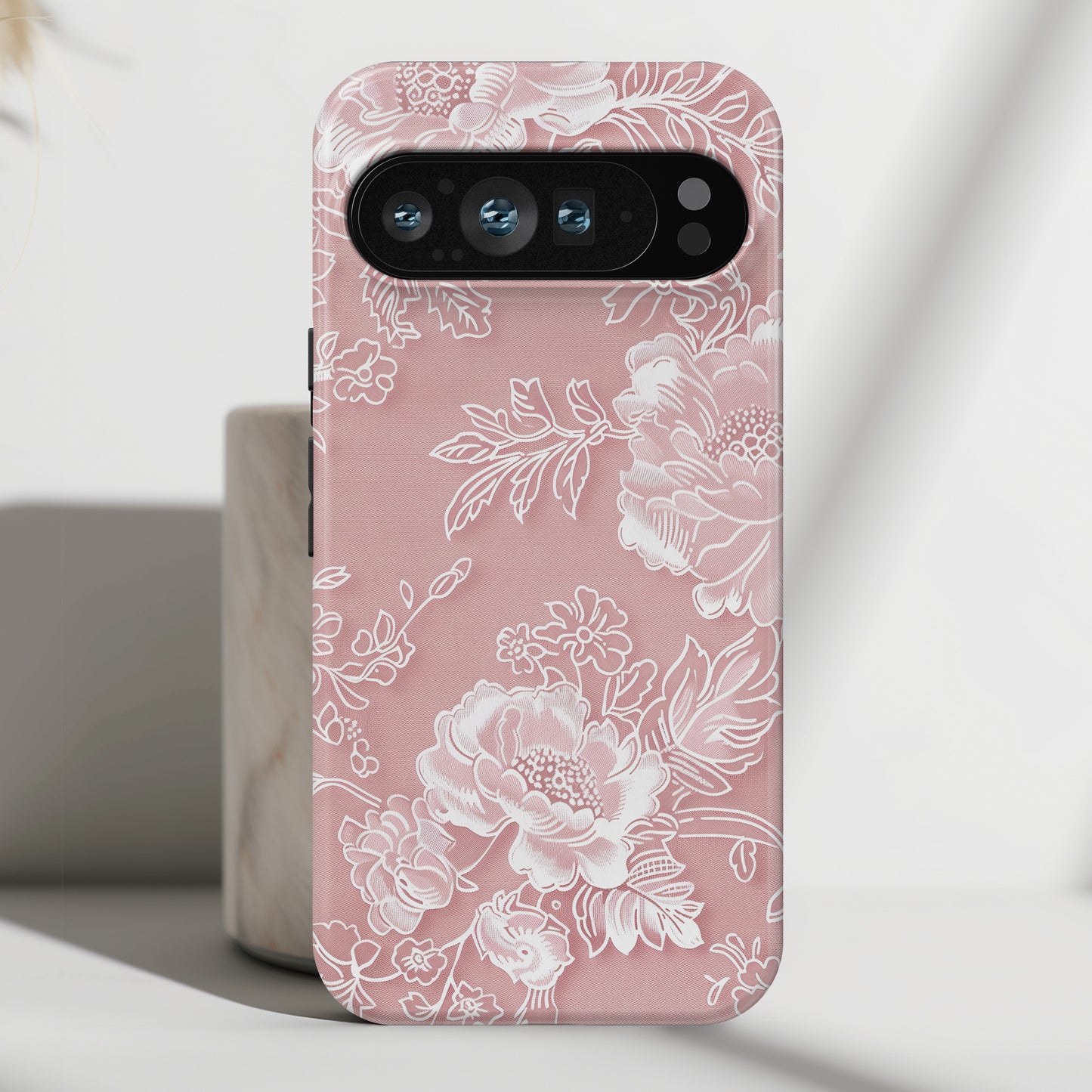 Retro Pink Floral Lace Design Phone Case for Google Pixel