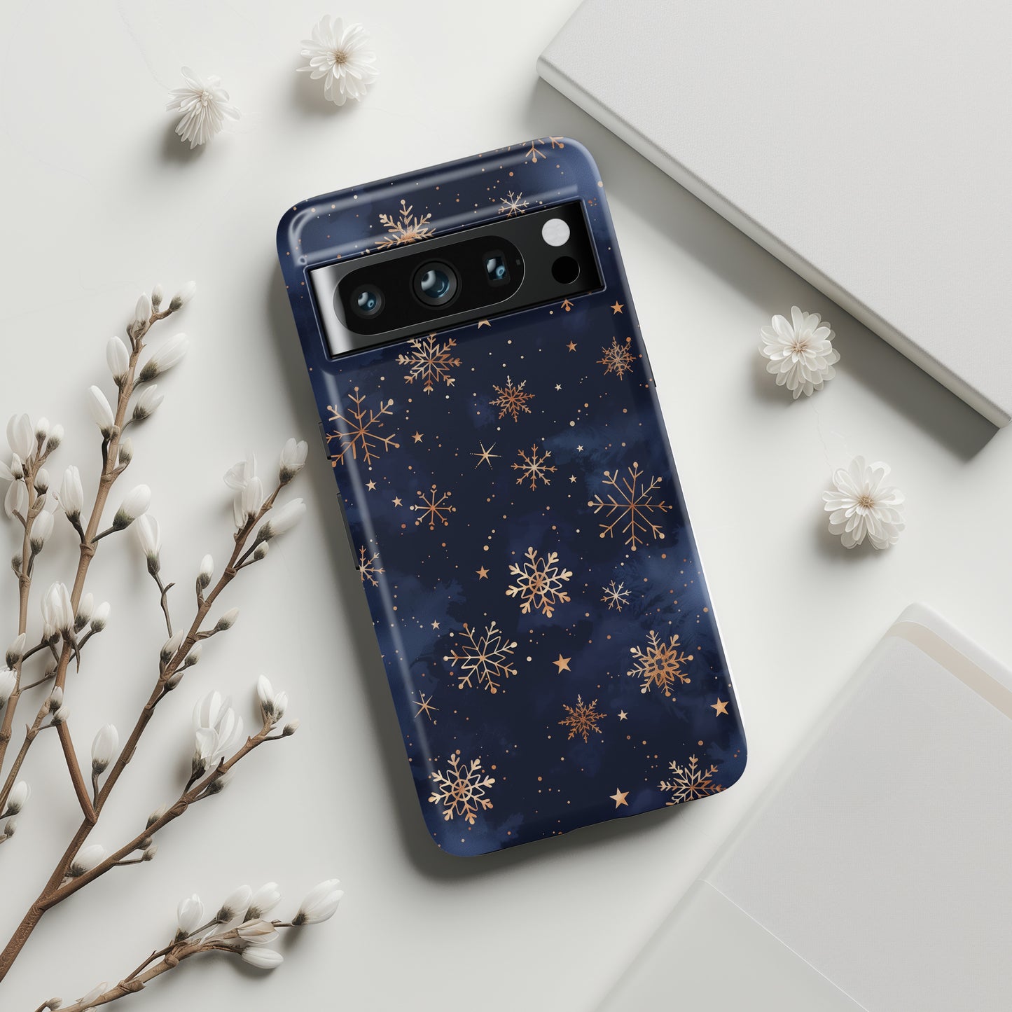 Snowy Starry Night Design Google Pixel Phone Case