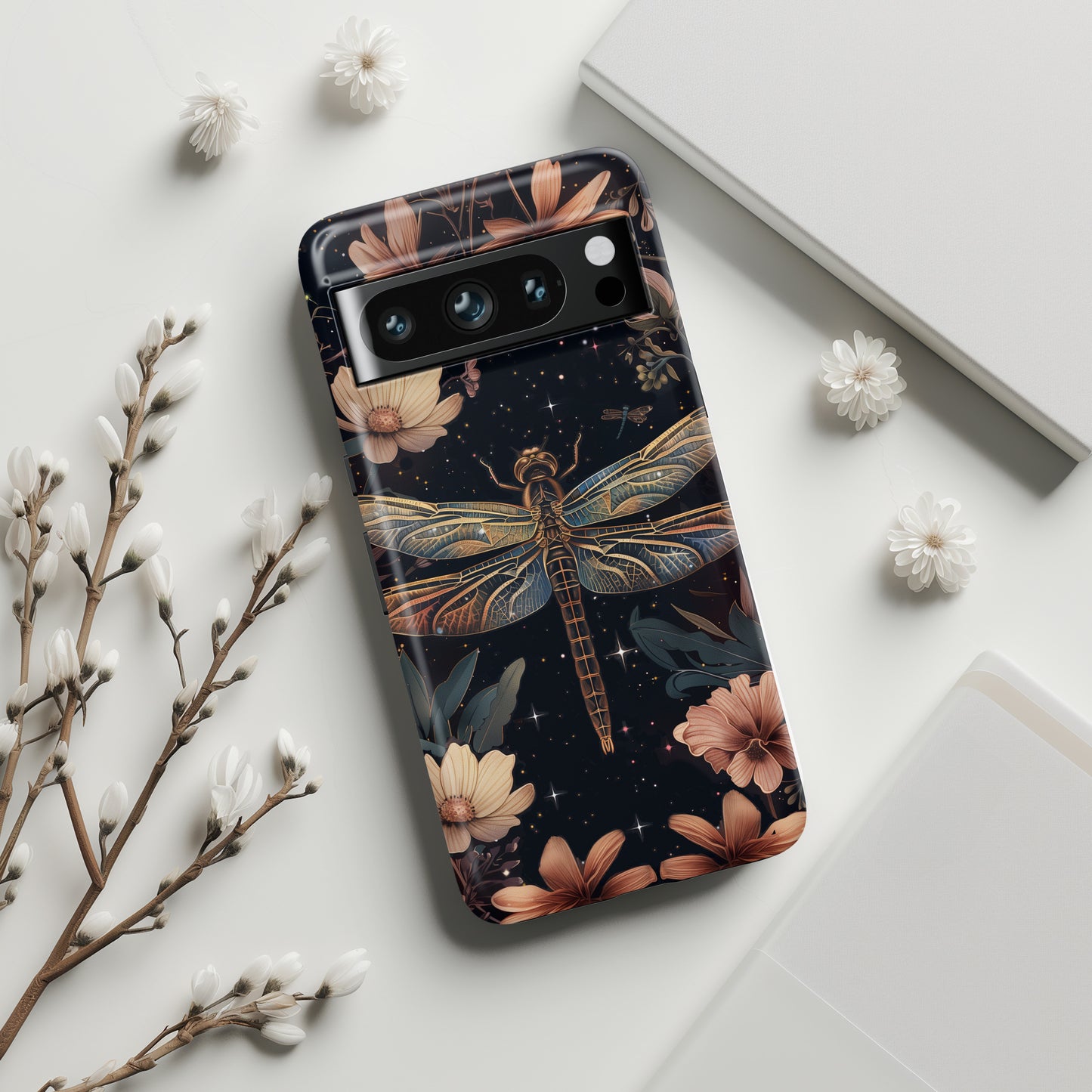 Starry Night Dragonfly Design Google Pixel Phone Case