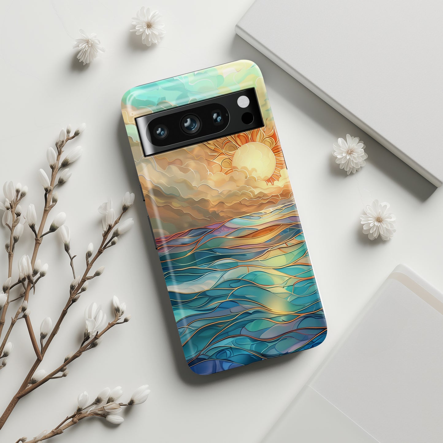 Sun & Ocean Stained Glass Design 1 Print Google Pixel Phone Case